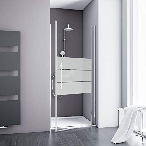 Schulte porte de douche pivotante 90 x 192 cm en niche, aspect chromé, mécanisme autolevant, montage gauche droite, verre de sécurité 5 mm sérigraphié, réglage 87.8-90.4, largeur d'accès 79.5 cm