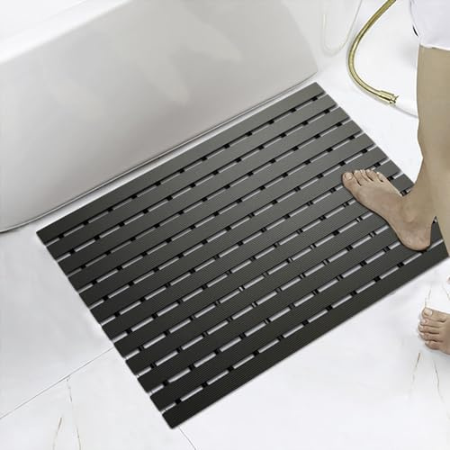 KARAT Antirutsch-Bädermatte für Nasszonen - 43 x 90 cm, Schwarz - Antibakterielle Fußmatte mit Drainagefunktion - Badematte, Duschrost, Saunarost, Nassraummatte für Umkleiden, Schwimmbäder, Bad
