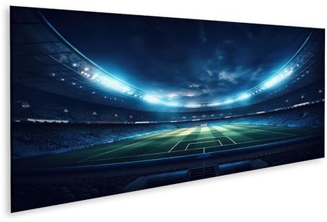 islandburner Bild auf Leinwand Hochwertiges Foto von beleuchteter Fußballstadion Szene Bilder Wandbilder Poster
