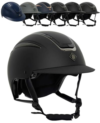 RL24 - Reithelm IRHOlania Deluxe von Imperial Riding | Reitkappe Kinder, Damen & Herren | mit kleinem Visor & optimalem Belüftungssystem | Helm zum Reiten | Reiterhelm in Schwarz | Größe M