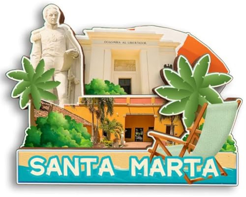 Kühlschrankmagnet aus Holz, Motiv: Santa Marta, Kolumbien, 3D-Kühlschrankmagnet, Stadt, Reise, Souvenir, niedliche Kühlschrankaufkleber, Dekoration für Zuhause, Küche