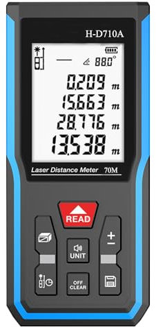 70 m laseravståndsmätare, bergfrö IP54 lasermätning, bärbar laseravståndsmätare enhet, digitalt lasermåttband med LCD-bakgrundsbelyst skärm
