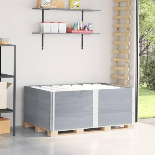 LAPOOH Pallet Collars 3 pcs Grey 150x100 cm Solid Wood Pine,Pallet Collars,Versatile for Storage or Raised Garden Bed,Space Saving-3295384