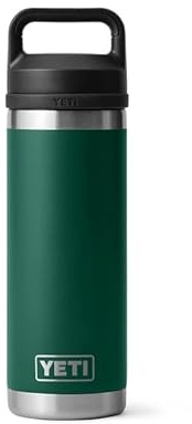 YETI Rambler Bottle Chug, Vaccum Insulated Stainless Steel Bottle with Leakproof Chug Cap, Black Forest Green, 18 oz (532 ml)