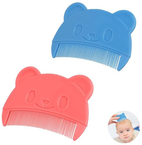 Baby Cradle Cap Brush,2 Pcs Cradle Cap Comb, Silicone Massage Brush, Baby Bath Brush,Soft No Damage Baby Scalp Brush, Baby Hair Comb, for Newborn Baby Hair Grooming (Blue-Pink)