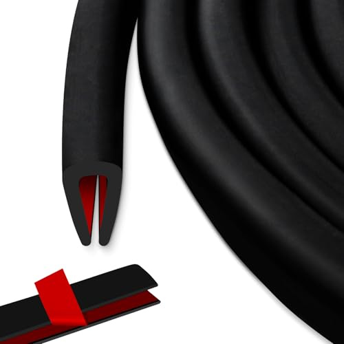Kantenschutz selbstklebend EPDM Kantenschutzprofil U Gummidichtung Schwarz Gummi Kantenschutz Autotürkantenschutz für Blech für Autotüren Türen Fenster Metallplatten Glasplatten (6m, 2mm)