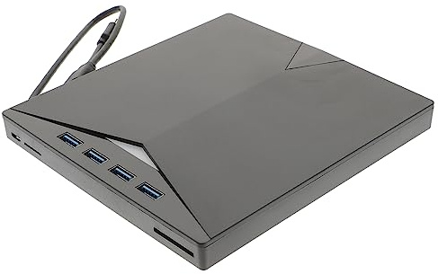 DIYEAH Lecteur DVD Externe USB Type-c 3.0 Multifonction Graveur CD-rom Fin Léger pour Ordinateur Portable Usage Multimédia Pc Noir Classique