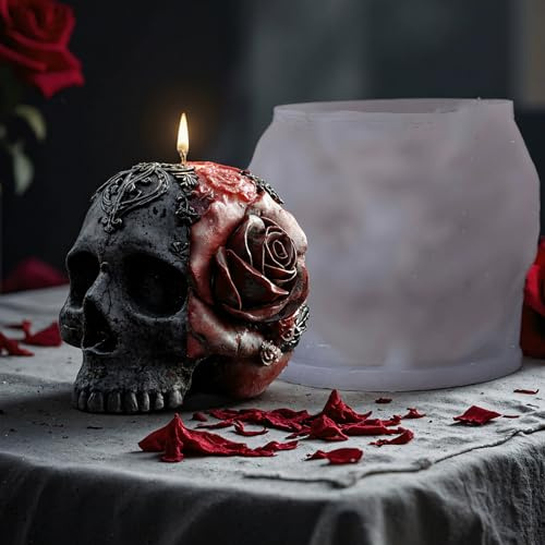 3D Skull Candle Molds,Skull Shape Candle Molds for Candle Making,Halloween Silicone Mold Halloween Resin Casting Mold for Chocolate, Soap,Home Decor, Outdoor, Resin Casting Art Crafts