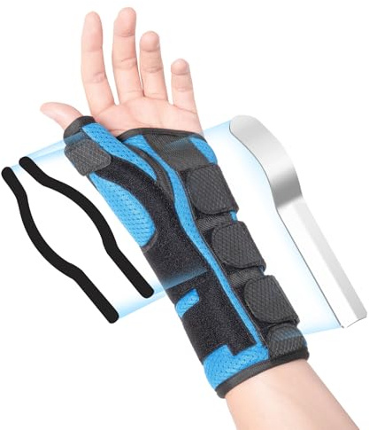 VIGORFIT Férula De Pulgar Ajustable - Soporte Para Muñeca Izquierda/Derecha, Alivio De Esguinces - Estabilizador De Aluminio Para Hombres Y Mujeres, Izquierda, Talla L