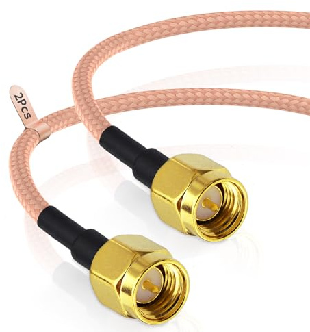 Superbat Cable SMA Alargador Antena WiFi RG316D 60cm Cable Extensión Macho a Macho 50 Ohm Doble Blindaje para Router 4G LTE Adaptador USB RTL-SDR Receptor ADS-B Dispositivos SDR (2 Piezas)