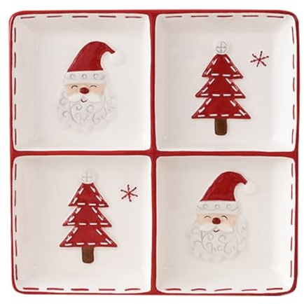 EdirFtra Weihnachtsessen Teller Rund Keramik Weihnachts Teller Rund Keramik Festlicher Servierteller Weihnachts Servierteller Weihnachtsgeschirr Xmas Abendessen Teller