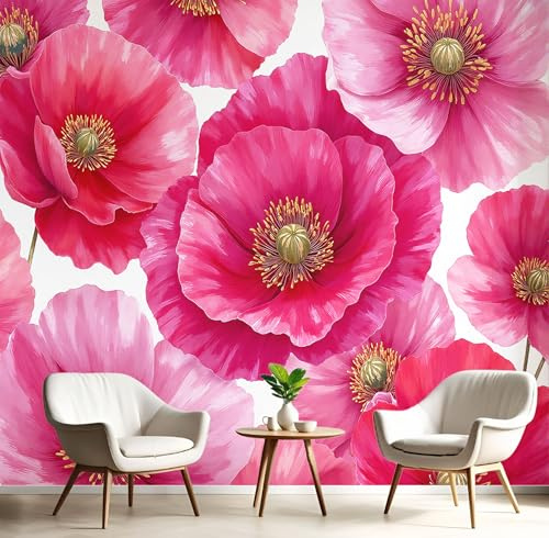 Carta da Parati fotografica Acquerello Papavero 400×280cm - Fotomurali in TNT Murale Realistico Fiori Decorazione da Muro XXL Poster Gigante per Soggiorno Camera da Letto e Ufficio