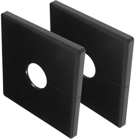 Holibanna Placas de Cubierta de Plomería Abs Desmontables 22 Mm con Orificio para Cableado, Color Negro, 2 Piezas, Brida Cuadrada para Decoración y Protección de Enchufes en Paredes, Uso