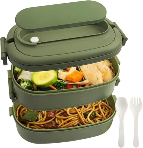 Lonchera, Bento Box para Adultos, Lonchera Portátil De Doble Capa, Lonchera para Microondas, Recipiente con Separador De Alimentos Y Cubiertos.