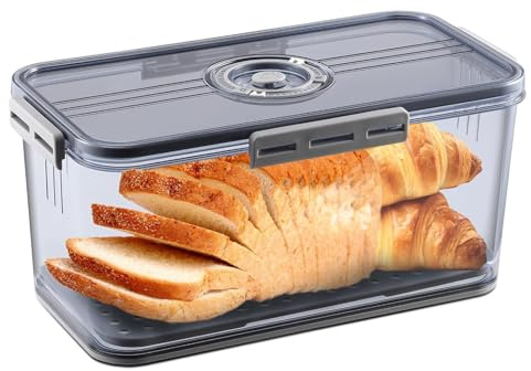 Airtight Kitchen Bread Bins for Storage w/Time Recording and Lip for Seal
