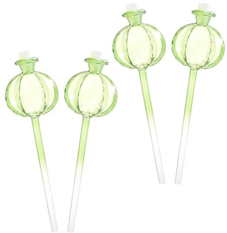 Alipis Système D'arrosage Automatique Forme Cactus Décoratif pour Plantes en Pot 4pcs en Verre Borosilicaté Transparent pour Bonsaïs et Fleurs