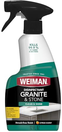 Weiman Granit Reiniger & Polish – Tägliche Anwendung, streifenfreie Formel für Theken, Marmor, Quarz, Laminat, und Fliesen, weiß, 12 FL oz