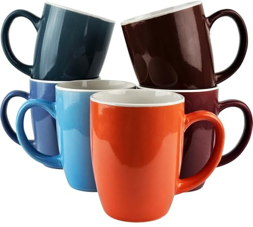Kaffeetassen 6er Set - maximal 380 ml Volumen - Kaffeebecher Cappuccinotassen Espressotassen Teetassen Keramik Mug Tassen Becher