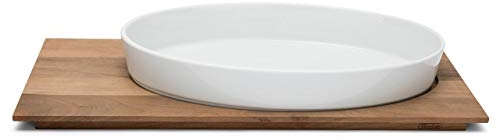 SWEET HOME Set Gourmet Rectangulaire Tranchoir en Bois et Oval Porcelain cod.RL00770LU cm 60x26,5x8,5h by Varotto & Co.