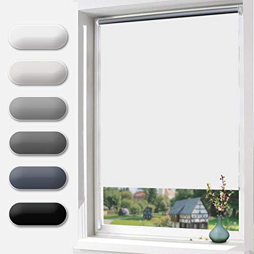 Allesin Verdunklungsrollo ohne Bohren, Verdunkelungsrollo Klemmfix, Weiß 100 x 150 cm, Thermorollo Hitzeschutz, Rollo Verdunklung Wandmontage, Klemmrollos lichtundurchlässig für Fenster