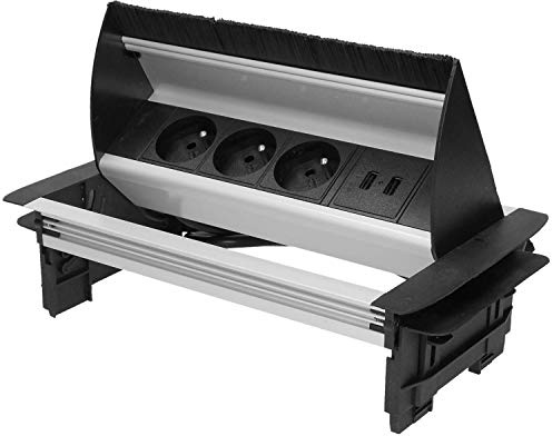 ORNO AE-1362 Infällbart Inbyggt Uttag 3-vägs + 2 x USB-laddare med 1,8m Kabel Fransk Version
