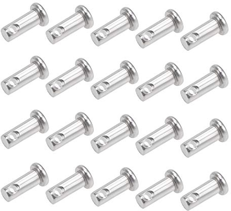sourcing map 20 Stück Steckbolzen Einzelloch Gabelbolzen 5mm X 12mm Splintstift Flacher Kopf 304 Edelstahl Verbindung Scharnierbolzen Stift