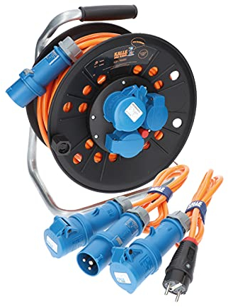KALLE DAS KABEL Kabeltrommel Camping CEE-Campingkabeltrommel Wohnmobil-Kabeltrommel H07BQ-F 3G 2,5mm² EXTREME SIGNAL 25 Meter Kabeltrommel + Anschlussleitung 1,5m + Adapterleitung