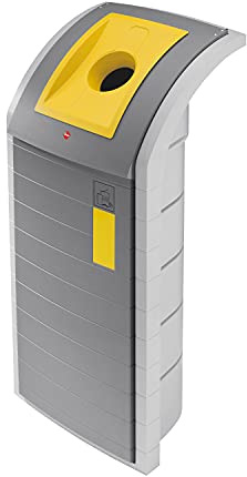 Hailo ProfiLine WSB Design XXXL Wertstoffsammler - 1 x 120l - schlagbeständiger Sammelbehälter aus technischem Kunststoff - Müllsackhalterung & Einwurfklappe mit 3 wechselbaren Einsätzen - grau | Volumen 120 l, inkl 3 Deckeleinsätze, grau
