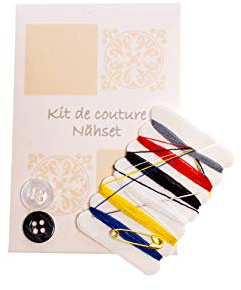 MAQA 100 pz Set cucito scatolato, Ago e filo kit cortesia, 2 bottoni con ago, spilla da balia e cotone in 6 colori 1