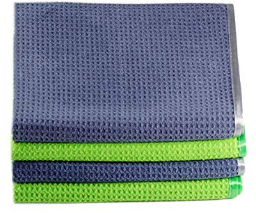 Glart 4er Set Mikrofasertücher Geschirrtücher Trockentuch 70x50 cm, Microfasertuch Waffeltuch, saugstarke Trockentücher für Glas, Küche, Geschirr, Bad