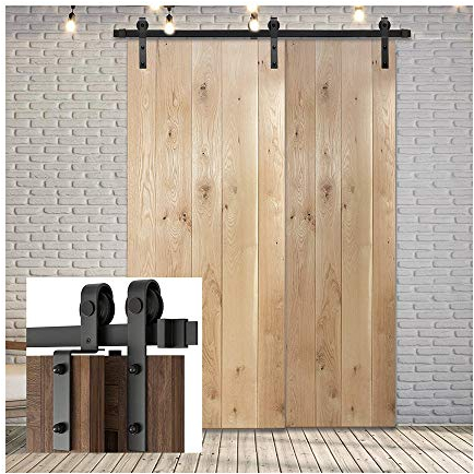 5FT/152cm Schiebetürbeschlag Barn Door Hardware Kit Laufschienen für Schiebetür Hängeschiene Schiebetürsystem