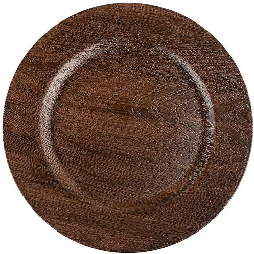 alles-meine.de GmbH 4 Stück Teller - Platzteller Motivwahl Holz Effekt - dunkel - großer Unterteller/Plätzchenteller - Ø 33 cm - Fest Feier - Hochzeit Weihnachten - Holzo..