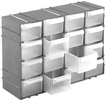 Kigima boîte de tri argentée pour petites pièces 16 compartiments (argent, 22 x 15 x 8 cm)