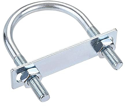 sourcing map Round U-Bolt 1 Set 2.36(60mm) Inner Width 100mm Length Steel M10 with Nut, Plate