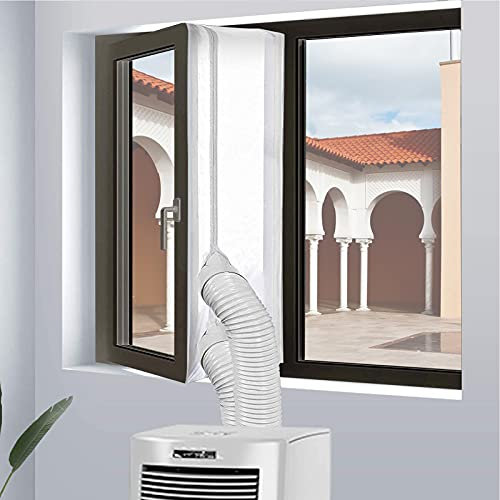 LZQpearl Window Seal Air Conditioning, Window Seal for Portable Air Conditioning Unit and Dryer with Tape and Zipper Design, No Need for Drilling Holes (2 Vents,560cm)
