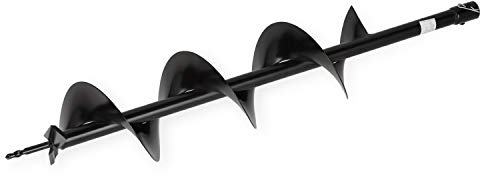 EBERTH Erdbohrer Gartenbohrer Gartenspiralbohrer, Stahl, Durchmesser 150mm, Länge 800mm, Aufnahme-Durchmesser 20mm, Schwarz Lackiert, Rostfrei, Steckverbindung mit Sicherungsbolzen