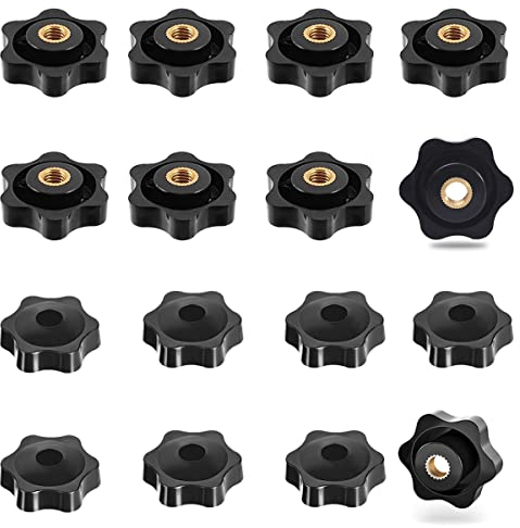 Tuerca De Perilla De Estrella Negra, Estrella Tuerca De Plástico, Rosca Hembra Perilla De Sujeción, Orificio Pasante (M6 y M8), Para Máquina Herramienta, 14 Piezas