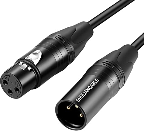 SHULIANCABLE Cavo XLR Bilanciato per Microfono Professionale, 3 Pin Maschio a Femmina per Mixer Audio, Alimentazione Phantom, Registratore, Amplificatore, Macchina Fotografica (3M)