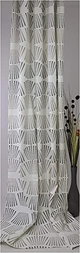 Schlaufenschal Vorhang Gardine Modernes Design Punkte Grafik 140 x 245 (BxH) cm Ecru-Taupe-braun
