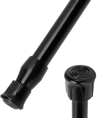 Ausziehbare Klemmstange, Schwarz Kohlenstoffstahl Klemmstange für Gardinen, Teleskopfeder Duschvorhangstange Spannstange ohne Bohren für Badezimmer, Kleiderschrank, Küche (55-90cm)