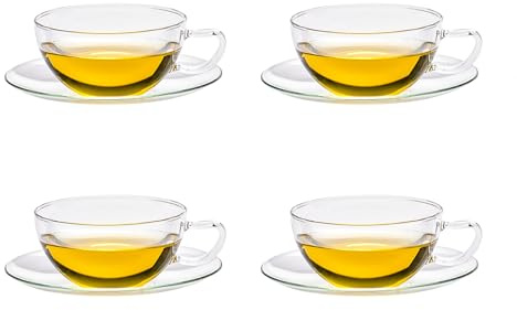 Trendglas Jena Teetasse OPUS 0,2 l mit Glasunterteller, 4er-Set