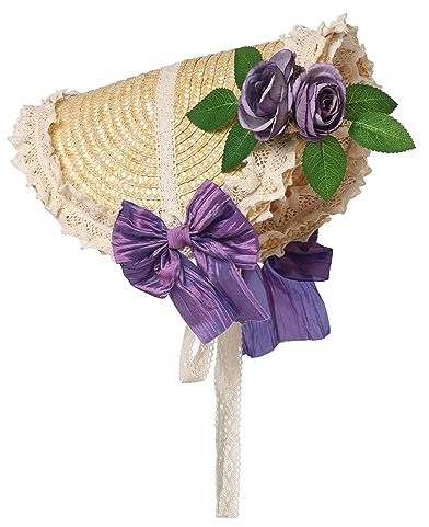 COSDREAMER Mädchen Damen Viktorianische Motorhaube Tee Party Hüte Blumen Strohhut