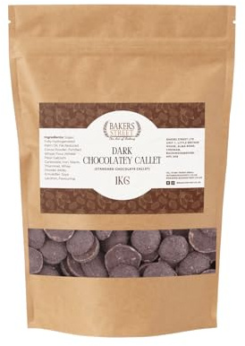 Dark Chocolatey Callets 1Kg Standard Quality From Bakers Street - Chocolate Callets for Baking and Desserts – Ideal for Cakes, Muffins, Cookies, Pastries, and All Your Baking Needs (NP)