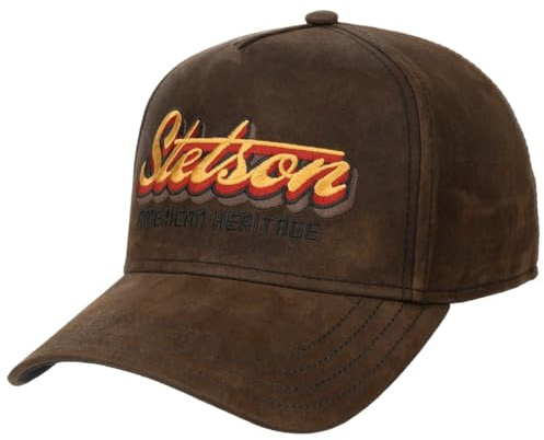 Stetson Oily Goat Suede 6-Panel Baseballcap Robuste Ledercap mit Metallschnalle Unisex Ganzjährig braun One Size