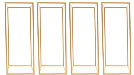 4X Gold Blumenständer Metall Bodenständer Metal Säule Stand Hochzeit Venue Dekor MetallSäule Vasen Hoher Boden Vase Rechteckige Vasen Hochzeit Blumenständer aus Metal Valentinstag Dekoration Neujahrs