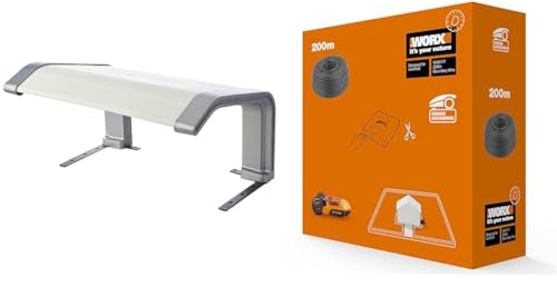 WORX - Garage avec Toit Rigide pour Tondeuse Robot WORX LANDROID - WA0194 & Bobine de câble périphérique - 200 mètres - WA0177