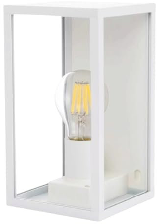 damastoreitalia Applique lanterna da Parete IP44 E27, Lampada Esterna in Alluminio, Illuminazione per Ingresso, Vialetti, Patii (Bianco - Lanterna)