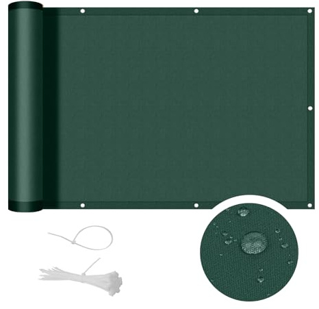 COOL AREA Balkon Sichtschutz Wetterfest 80x400 cm, Dark Green | Sichtschutz Balkon,Balkonabdeckung Blickdichte,Wasserfest,Windschutz,UV-Schutz,Balkonverkleidung mit Kabelbinder