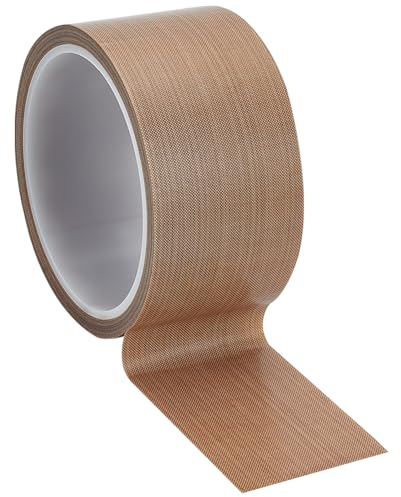 BENECREAT 1 Rolls 10m x 50mm PTFE Adhesive Tape, PTFE Coated Fabric Tape High Temperature PTFE Tape for Vacuum Sealer Machine, Wood, Furniture, 0.18mm Thick