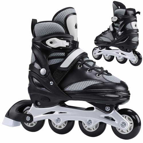 Navaris Inline Skates für Kinder und Erwachsene - Inliner größenverstellbar - Rollschuhe - Mit austauschbarer Bremse und Werkzeugset - Inlineskates Jungen Mädchen